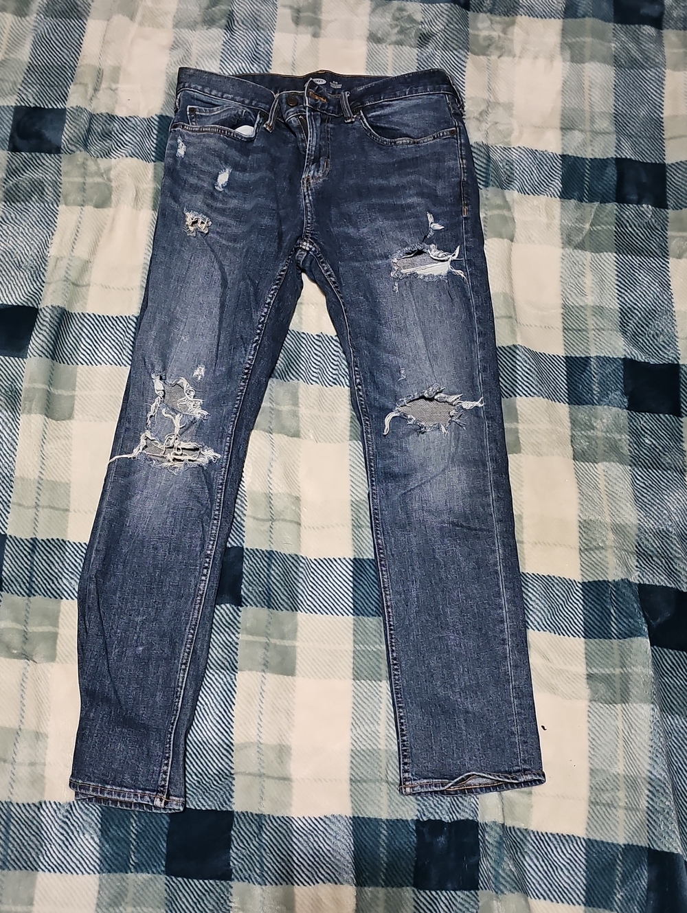 Old Navy Distressed Slim Straight Jeans - Blue